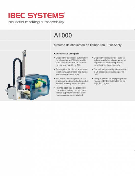A-1000 “Print-Apply". Impresora-aplicadora de etiquetas. 1