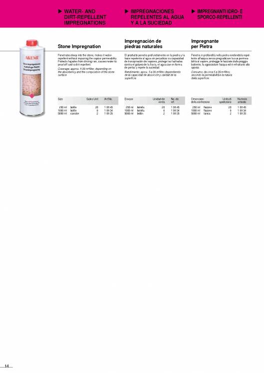 AKEMI. Cuidado de mármoles y piedras 14