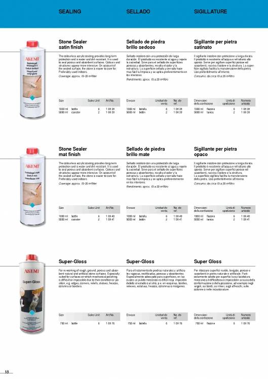 AKEMI. Cuidado de mármoles y piedras 18