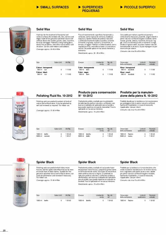 AKEMI. Cuidado de mármoles y piedras 20