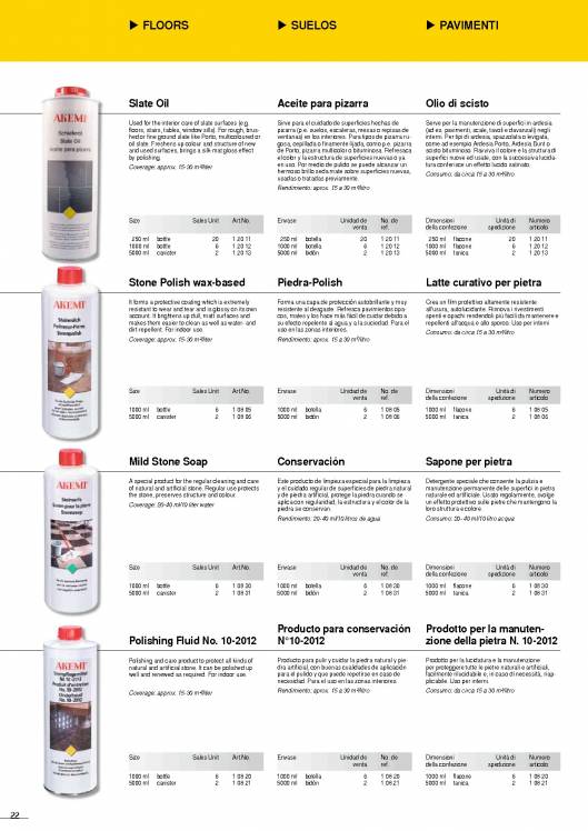 AKEMI. Cuidado de mármoles y piedras 22