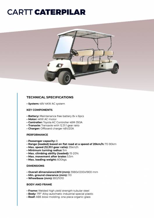 CARTTEC AIRPORT. Vehículos eléctricos aeropuerto golf carts. Catálogo 2019 inglés 14