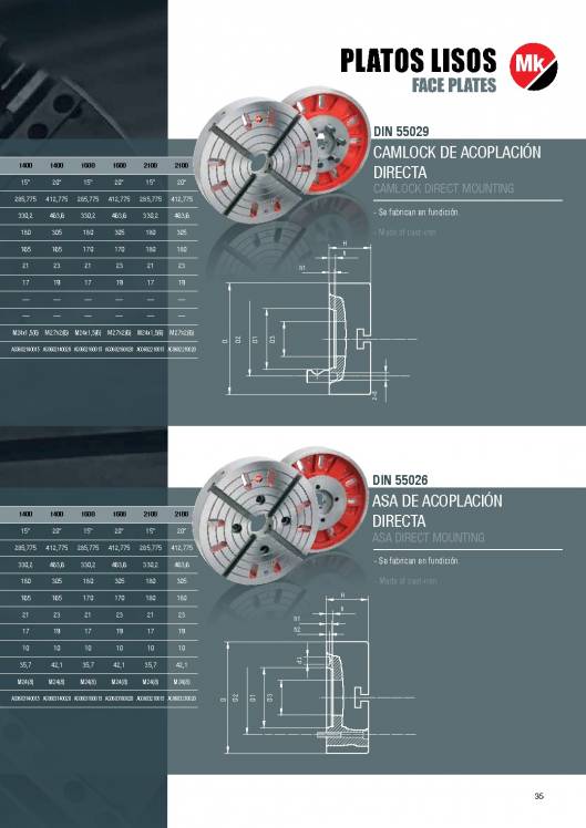 Catálogo MK. Platos de torno 35