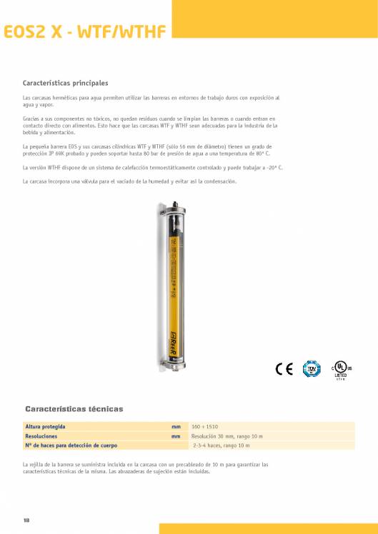 Catálogo REER EOS. Barreras fotoeléctricas de seguridad 18