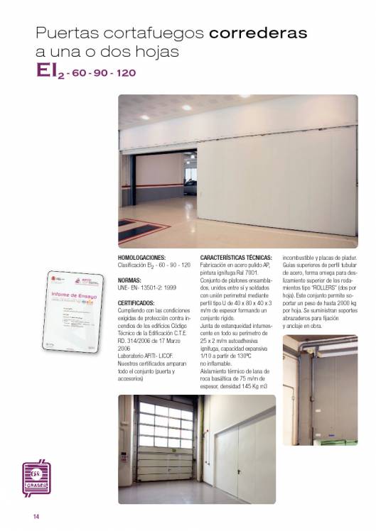 EI1-EI2-60-90-120-180 C/5. Puertas cortafuegos abatibles y correderas. 14