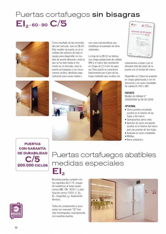 EI1-EI2-60-90-120-180 C/5. Puertas cortafuegos abatibles y correderas. 10