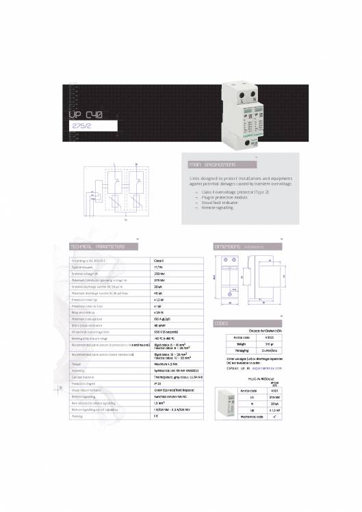 Equipments for protection against transient overvoltage up FANOX 16