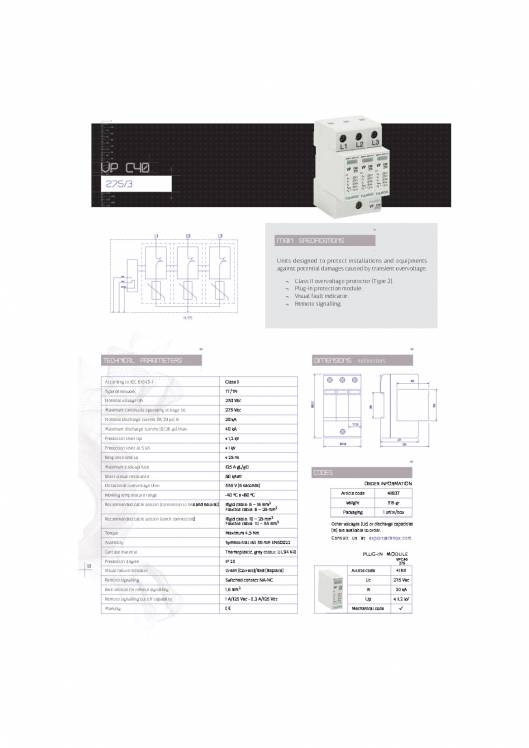 Equipments for protection against transient overvoltage up FANOX 18