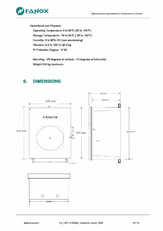 FAR115-60A05. Installation guide. 13