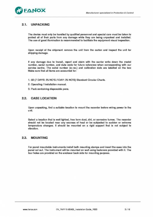 FAR115-60A05. Installation guide. 4