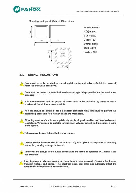 FAR115-60A05. Installation guide. 5