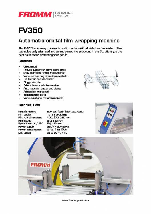 FROMM FV350. Automatic orbital stretch wrapper. 2