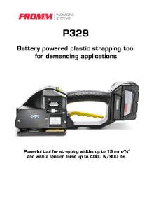 FROMM PH 329. Battery-powered strapping tool for plastic straps.