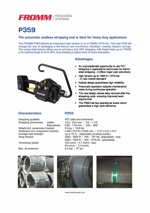 FROMM PH 359. Pneumatic strapping tool for plastic straps. 2