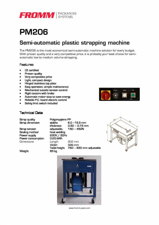 FROMM PM 206. Semi automatic strapping machine. 2