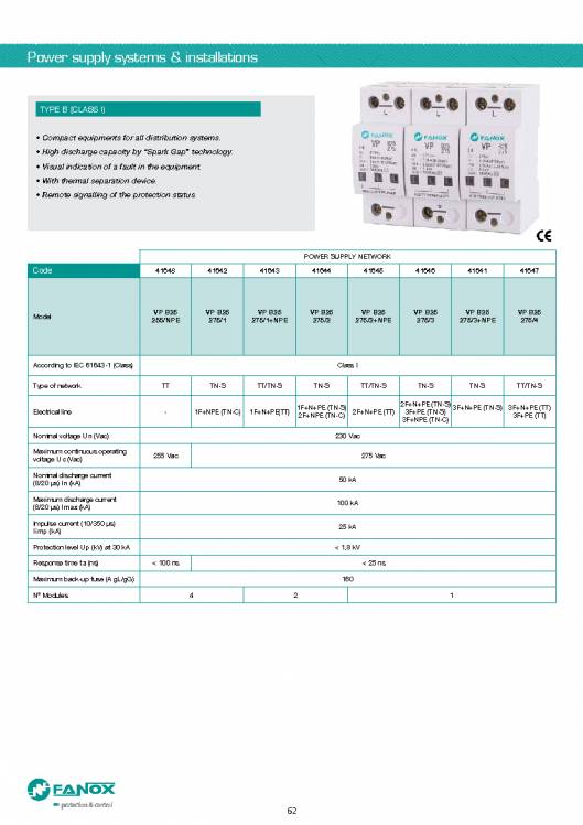 General Catalogue Low Voltage FANOX 62