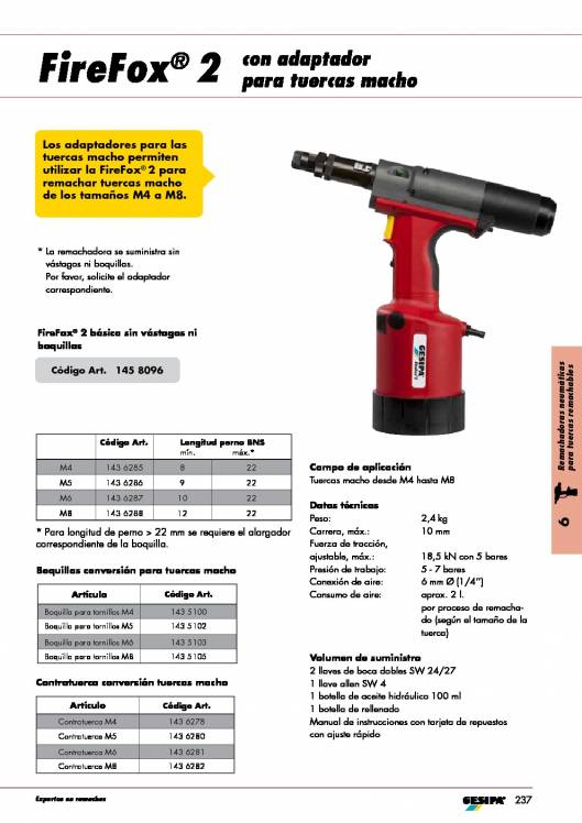 GESIPA. Remachadora-Neumatica-FIREFOX-Tuercas-Remachables 12