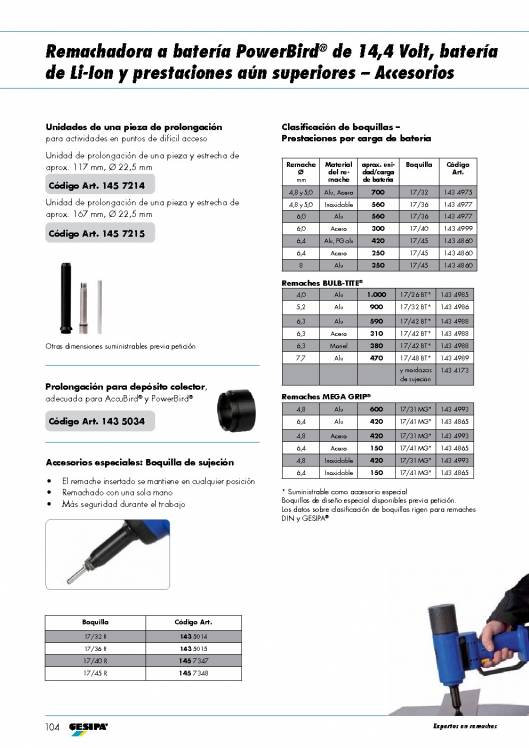 GESIPA. Remachadoras-a-bateria-AccuBird-PowerBird 8