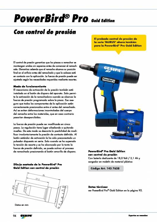 GESIPA. Remachadoras-a-bateria-Bird-PRO 9