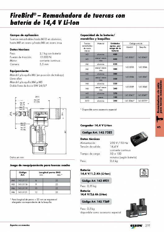 GESIPA. Remachadoras-a-bateria-FireBird-Tuercas-Remachables 2