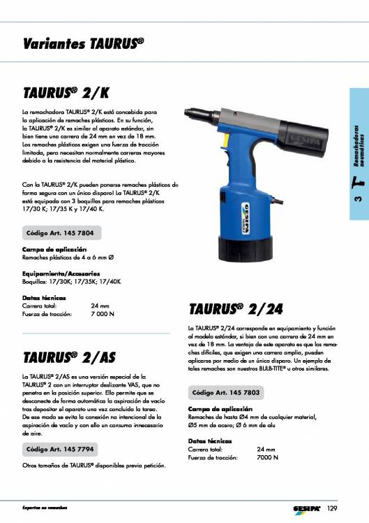 GESIPA. Remachadoras-Neumaticas-TAURUS 16