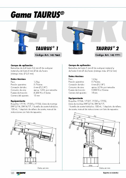 GESIPA. Remachadoras-Neumaticas-TAURUS 7