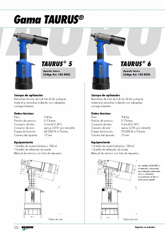 GESIPA. Remachadoras-Neumaticas-TAURUS 9