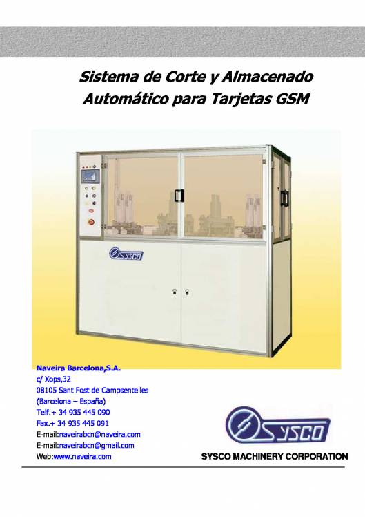 GSM. Sistema de Corte y Almacenado Automático para Tarjetas. 1