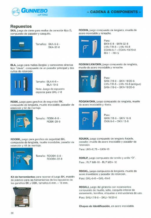 GUNNEBO. Accesorios de elevación de grado 80. 28