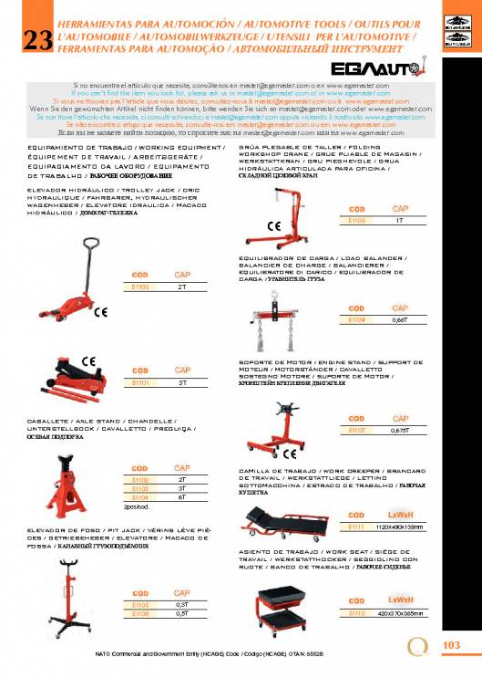 Herramientas para Mecanica de EGA MASTER. 109