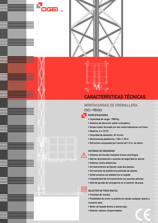 OGEI OC-1500. Montacargas de cremallera 2