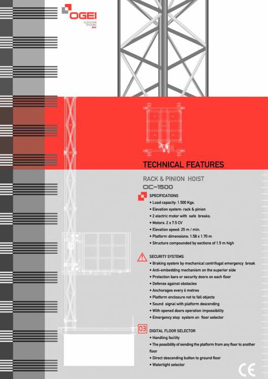 OGEI OC-1500. Montacargas de cremallera 2