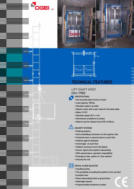 OGEI OH-750. Montacargas para hueco de ascensor 2