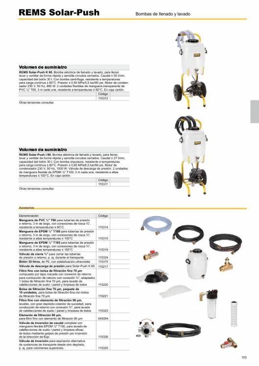 REMS SOLAR-PUSH. Bombas de llenado y lavado 2