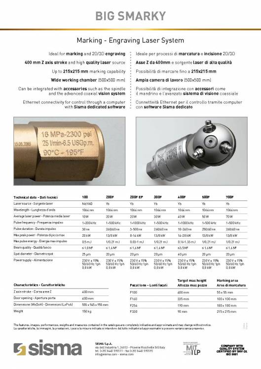 SISMA LASER. BIG SMARKY. Marcadora láser de sobremesa 2