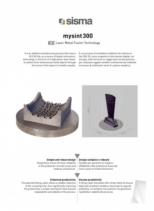 SISMA LASER. MY SINT 300. Impresora 3D mediante la fusión de metales por láser 2