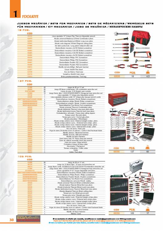 Toolkits de EGA MASTER. 30