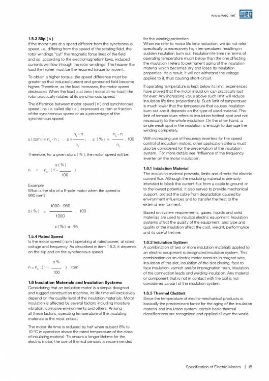 WEG. Specification of electric motors. 15
