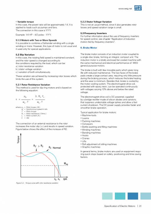 WEG. Specification of electric motors. 31