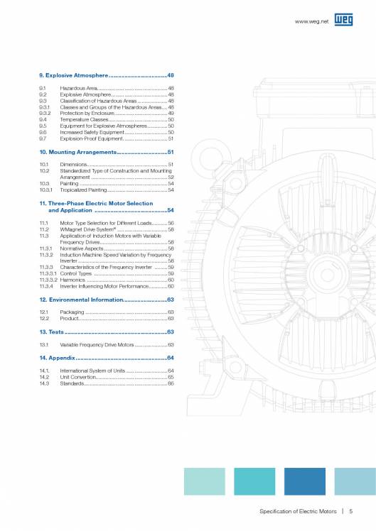 WEG. Specification of electric motors. 5