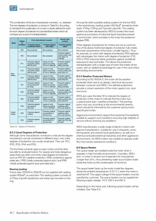 WEG. Specification of electric motors. 46
