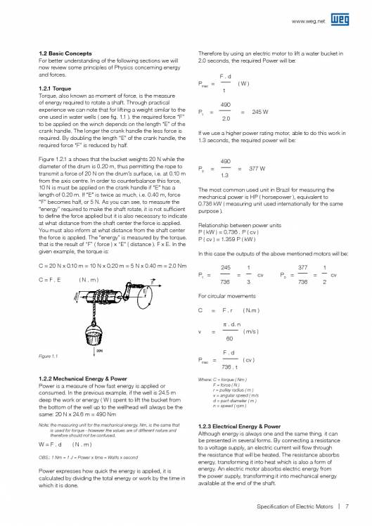 WEG. Specification of electric motors. 7