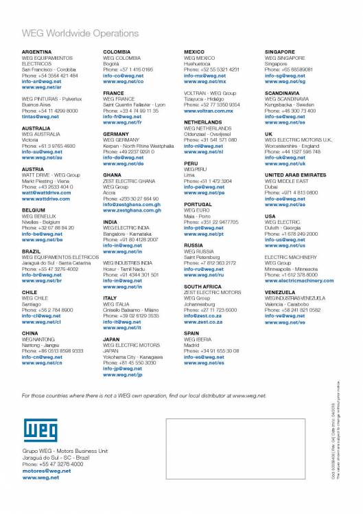 WEG. Specification of electric motors. 68