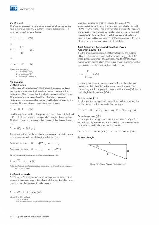 WEG. Specification of electric motors. 8